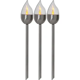 Star Trading LED Solar Fackel Olympus 3er Set silber