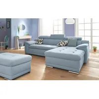 Ecksofa SIT & MORE "Top Andiamo L-Form" Sofas Gr. B/H/T: 270cm x 93cm x 165cm, Struktur, Recamiere rechts, mit Bettfunktion, blau (hellblau) wahlweise mit Bettfunktion, inklusive Kopfteilverstellung