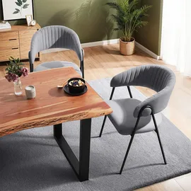 Tectake tectake® Armlehnstuhl, Webstoff, gepolstert, schlanke Stahlbeine, 60 x 58 x 85 cm
