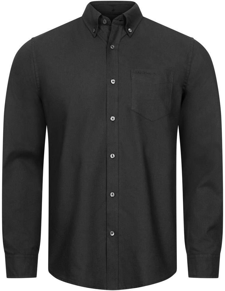 BEN SHERMAN Oxford Herren Langarm Hemd 0076260-BARELY BLACK-L