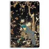 Flame Tree Gift Premium Softcover Notizbuch: Ashmolean Museum, Bestickter Wandbehang mit Pfau: Unser hochwertiges, liniertes Blankbook mit flexiblem, künstlerisch gestaltetem Einband