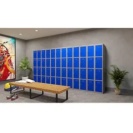 Phoenix Spind Locker blau, grau PL1430GBK, 4 Schließfächer 30,0 x 50,0 x 183,0 cm