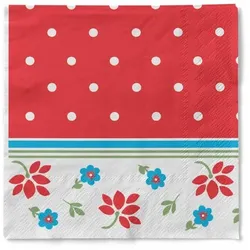 Sovie HORECA Serviette Lea in Rot aus Tissue 33 x 33 cm, 100 Stück - Blumen
