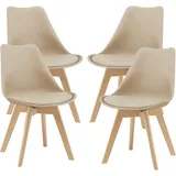 [en.casa] Stühle, Fläten 4er Set Kunstleder Beige