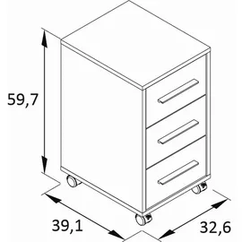 Schildmeyer Arezzo Rollcontainer 32,6 x 39,1 x 59,7 cm schwarz