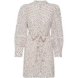 Minikleid ICHI "Minikleid IRDesiree", Damen, Gr. 42, N-Gr, beige (birch), Obermaterial: 100% Viskose CV., geblümt, casual, loose fit mini, ohne Ausschnitt, Kleider