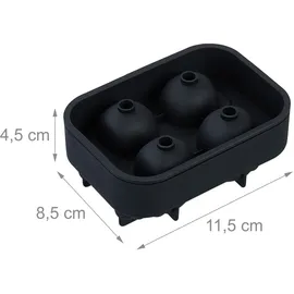 Relaxdays Totenkopf Eiswürfelform, 2er Set, Silikon, Halloween, 4 einzelne Totenköpfe, Eisgießform, Gothic-Stil, schwarz