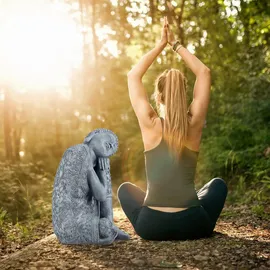 Relaxdays Buddha Figur geneigter Kopf 60 cm, Grau