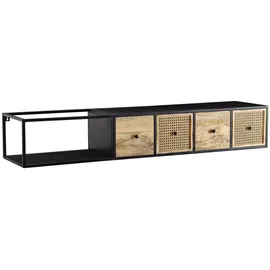 KADIMA DESIGN Lowboard 150x25 cm Schwarz/Massivholz/Metall