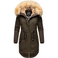 Navahoo Damen stylischer Wintermantel Winterparka mit Kunstfell-Kapuze Bombii