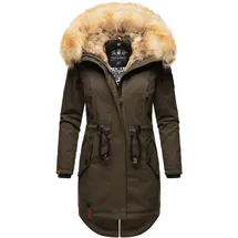 Navahoo Damen stylischer Wintermantel Winterparka mit Kunstfell-Kapuze Bombii