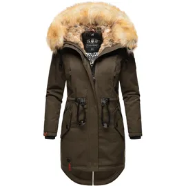 Navahoo Damen stylischer Wintermantel Winterparka mit Kunstfell-Kapuze Bombii