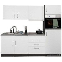 Held MÖBEL Küchenzeile »Paris«, mit E-Geräten, Breite 220 cm, wahlweise mit Induktionskochfeld, weiß