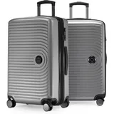 Hauptstadtkoffer - Mitte - 2er Kofferset Trolley-Set, Rollkoffer mit Dehnfalte 65cm, ABS, TSA, Silber matt