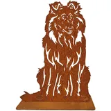 Terma Stahldesign Rost Hund Langhaarcollie Lebensgroß Handmade Germany tolle Gartendeko aus Metall Figur deko Geschenk Rostfigur Garten deko Gartenfigur, hundegrab deko