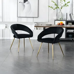 HOME DELUXE - Polsterstuhl LYRIC - 2 Stück, Farbe: Samt Schwarz - weiche Polsterung, bis 120 kg belastbar I Küchenstuhl Speisestühle Esszimmerstühle