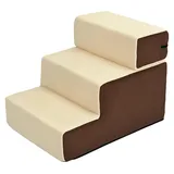 Haustiertreppe - Hundetreppe & Katzentreppe - 3 Stufen - Plüsch - 54x40x39 cm - Beige