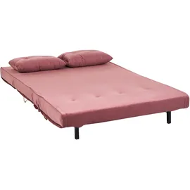 Beliani Schlafsofa Stoff 2-Sitzer Rosa