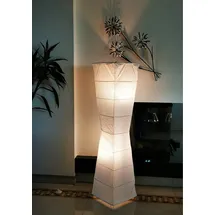 Trango 1209 Modern Design Stehlampe *HANDMADE* Reispapier Lampe in Weiß Eckig mit kurvigen Form *LADY* Stehleuchte 125cm Hoch, Wohnzimmer Deko Lampe, Stehlampe mit Lampenschirm ohne Leuchtmittel