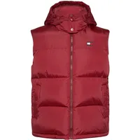 Steppweste TOMMY JEANS "TJM ALASKA VEST" Gr. L, rot (regatta red) Herren Westen Abnehmbare Kapuze mit Kordelzug