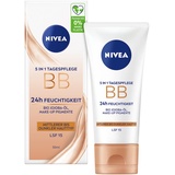NIVEA BB 24h Feuchtigkeit LSF 15, getönte Tagescreme für mittlere bis Dunkler Hauttyp