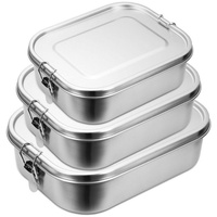 Jiubiaz Lunchbox 800-1400ml Brotdose Metall Brotdose Thermobehälter Lunchbox BPA frei Edelstahl, Fächern (abnehmbar) silberfarben
