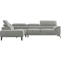 Nicoletti Home Ecksofa, Breite 287 cm, verstellbare Kopfstütze, Ottomane links oder rechts grau