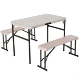 Lifetime Ultra-resistant Folding Table With 2 Benches Set 106x61x74 Cm Uv100 Beige,Schwarz