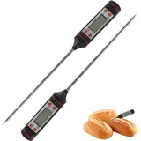 2 digitale Fleischthermometer - Grillfleischthermometer mit großem LCD-Display für Kochen, Grillen, Backen, Nahrungsmittel, Babynahrung, Spitzentermometer in der Küche mit Edelstahlsensoren