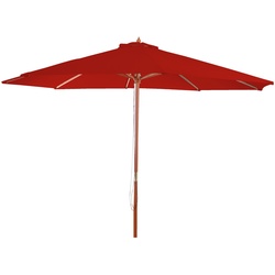 Sonnenschirm Lissabon, Gartenschirm Marktschirm, Ø 3m Polyester/Holz ~ rot