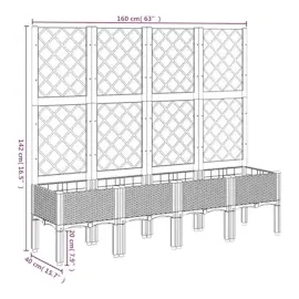 vidaXL Pflanzkübel mit Rankgitter 160 x 40 cm Blaugrau