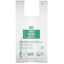 Papstar 100 Hemdchen-Tragetaschen, Bio-Folie transparent Knotenbeutel auf Rolle