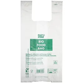 Papstar 100 Hemdchen-Tragetaschen, Bio-Folie transparent Knotenbeutel auf Rolle