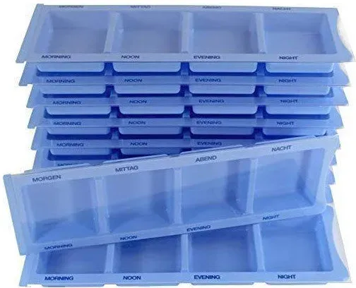 Medi-Inn Medikamentendispenser, für 1 Tag mit 4 Fächern, mit Schiebeblister blau XL Spezial / 100 Stück