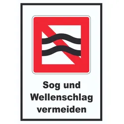 Sog und Wellenschlag vermeiden Symbol und Text A5 (148x210mm)
