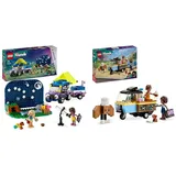 LEGO Friends Sterngucker-Campingfahrzeug Set mit Geländewagen-Auto und Spielzeug-Teleskop & Friends Rollendes Café, Kleines Bäckerei-Spielzeug für Kinder