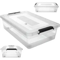 Kadax Aufbewahrungsbox mit Deckel, Spielzeugkiste, robuster Kunststoffbehälter mit Klickverschluss,