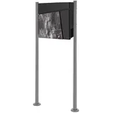 ML-Design Standbriefkasten mit Zeitungsfach und Pfosten Silber Metallic