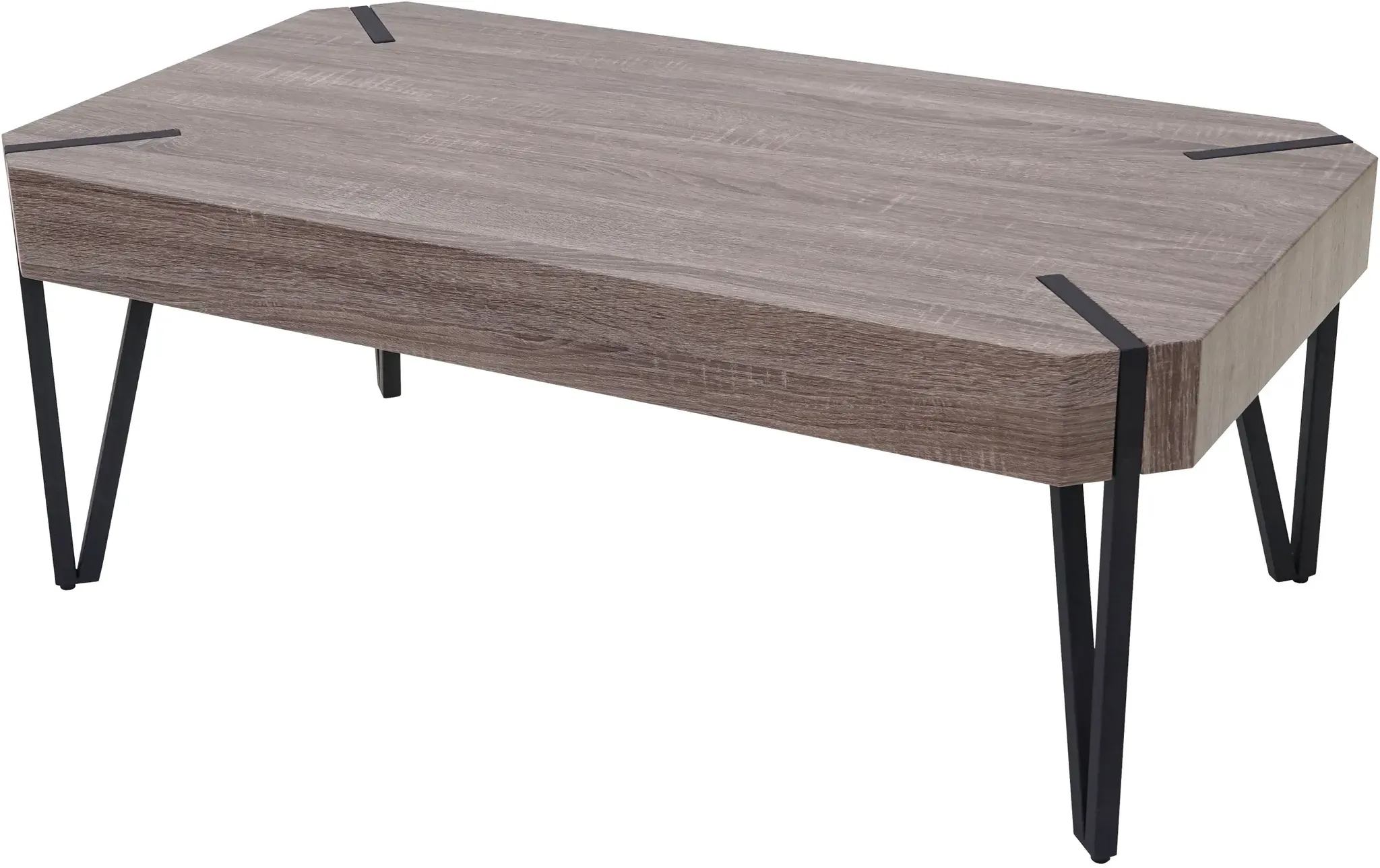 Couchtisch Kos T573, Wohnzimmertisch, 43x110x60cm MVG-zertifiziert ~ Dunkle Eiche, dunkle Metall-F√o√üe