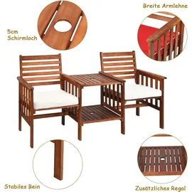 komfotteu Gartenbank 2-Sitzer mit Tisch 160 x 60 x 90 cm Braun