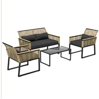 Outsunny Polyrattan Gartenmöbel Set 4 Personen, wetterfest Balkonmöbel-Set mit