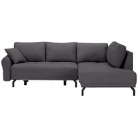 Carryhome Ecksofa, Dunkelgrau, Textil, 3-4-Sitzer, Ottomane rechts, L-Form, 250x191 cm, Stoffauswahl, seitenverkehrt erhältlich, Wohnzimmer, Sofas & Couches, Wohnlandschaften, Ecksofas