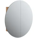 vidaXL Badezimmerschrank mit Rundem Spiegel & LED Eichen-Optik