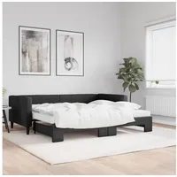LuxusKollektion Schlafsofa Tagesbett ausziehbar 90 x 190 mit Bettkasten & Matratze Schwarz schwarz