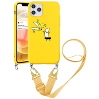 Yoedge Handykette Kompatibel mit Apple iPhone 13 Hülle mit Kordel Umhängenhülle Smartphone Necklace Hülle mit Band 6,1", Silikon Handy Schutzhülle TPU Bumper Cover mit Kette abnehmbar, Banane