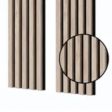 MEBANO. Akustikpaneele Holz 240 x 53 cm, Farbe: Eiche Sanremo Leicht Wandpaneele, Holzpaneele Wand, Moderne Lamellenwand auf Filz, MDF Wandverkleidung - Schwarz