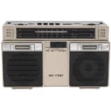 Radios Portable AM ​​FM, Tragbares Radio mit Bluetooth -Lautsprecher, Wiederaufladbares Full -Band -Radio für Home Outdoor Travel (Gold)
