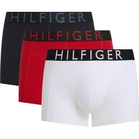 Tommy Hilfiger Herren 3er Pack Boxershorts Trunks mit Logobund, Mehrfarbig (Med Red/Th Whte/des Sky), S - S