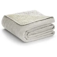 Restilo Tagesdecke 170x210 cm Hellbeige Bettüberwürf zweiseitig Steppung Velvet