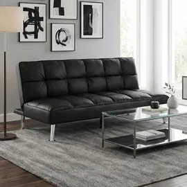 Mendler Sofa HWC-K21, Klappsofa Couch Schlafsofa, Nosagfederung Schlaffunktion Liegefläche 181x107cm ~ Kunstleder, schwarz